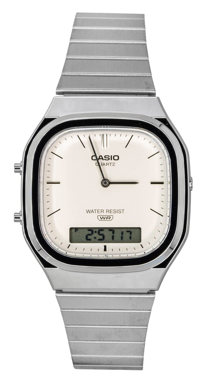 Casio Vintage Analog Digital Off White Dial Quartz AQ-240E-7A2 Unisex Watch