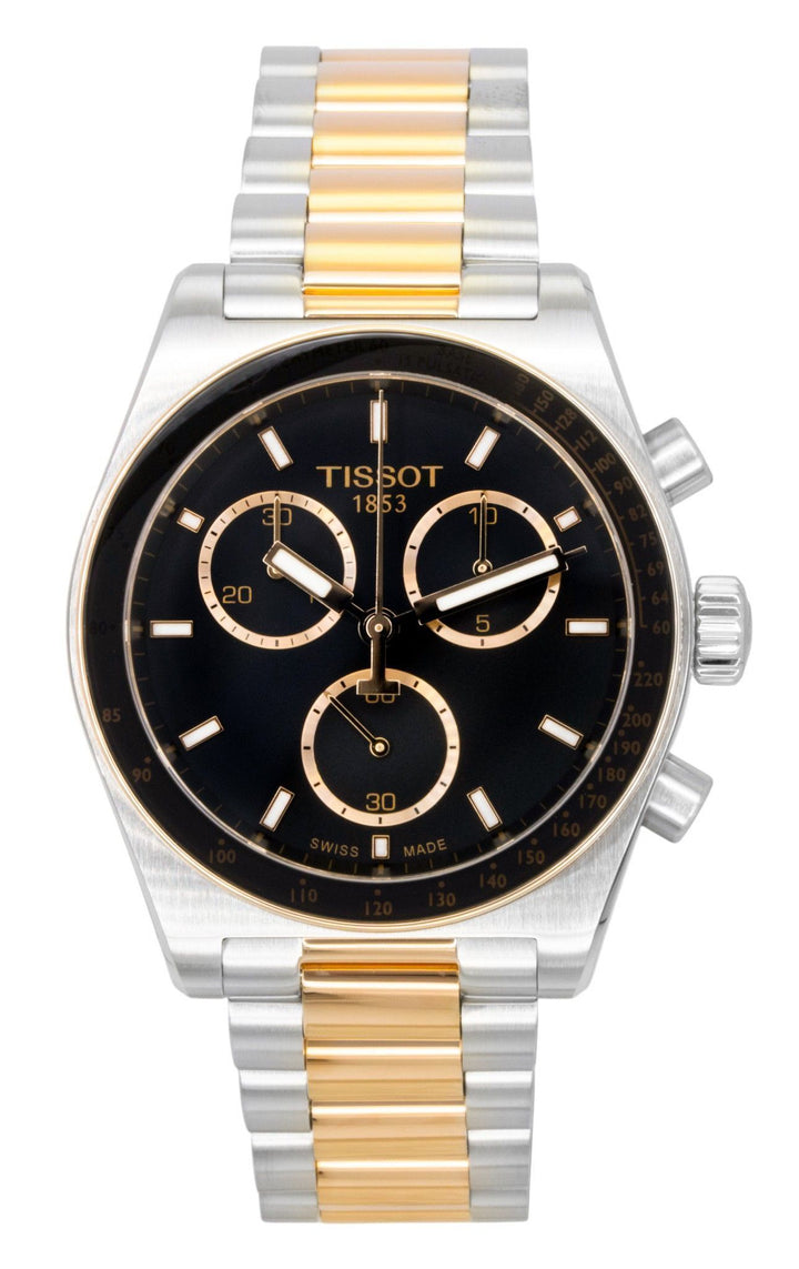 Tissot PR516 Chronograph Two Tone Stainless Steel Black Dial Quartz T149.417.22.051.01 100M Men's Watch