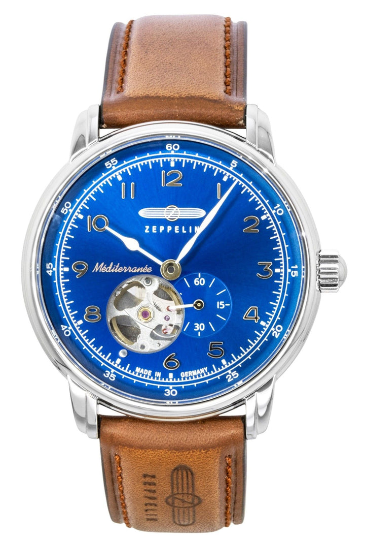 Zeppelin Mediterranee Leather Strap Open Heart Blue Dial Automatic 96663 Men's watch